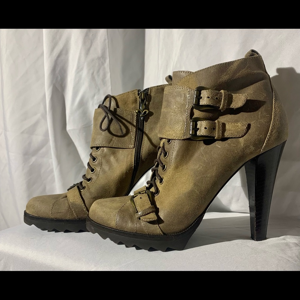 Donald J. Pliner leather heeled boots .